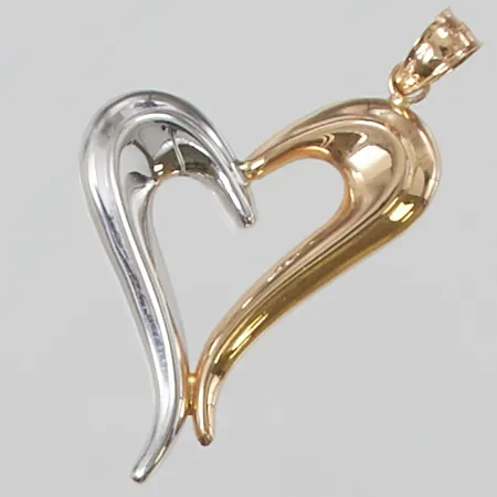 Hänge "hjärta" 32mm, tvåfärgad, 18K 1,4g.