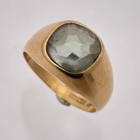 Klackring stl:18¼ 18K bredd 2,8-11,5mm grön glassten, 3,99g.