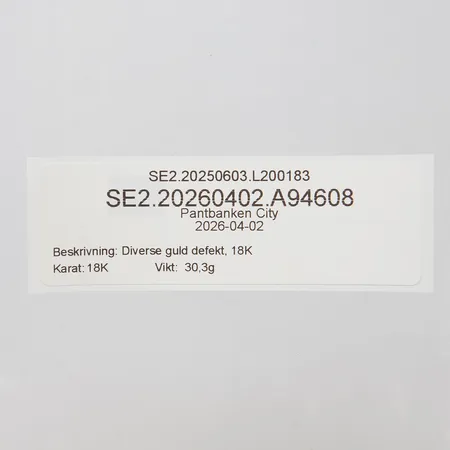 Diverse guld defekt, 18K Vikt: 30,3 g