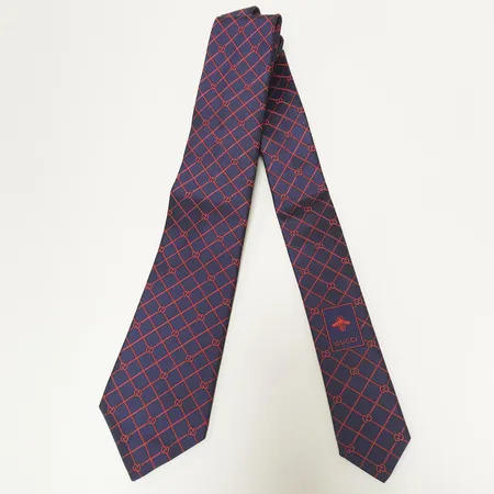 Slips Double G and check silk jacquard, ca 148x7cm, modellnr 672561/4E002, siden, etikett, kvittokopia Gucci  2021, presentkartong.  Vikt: 0 g