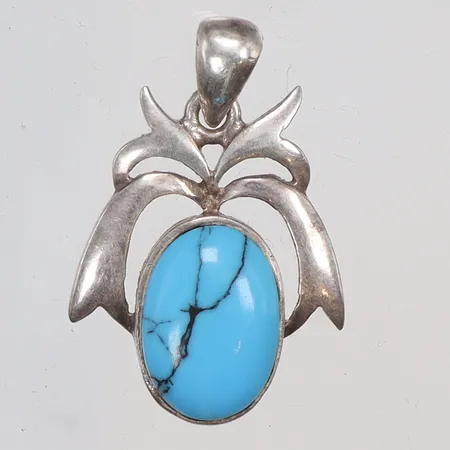 Hänge med blå sten, 25x18mm, silver, 925/1000, bruttovikt 3,7g Vikt: 3,7 g