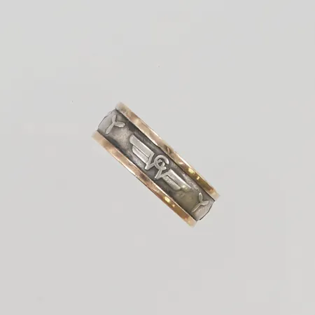 Ring Ø18, gulddetaljer 18K,  830/1000 Silver 6,9g.