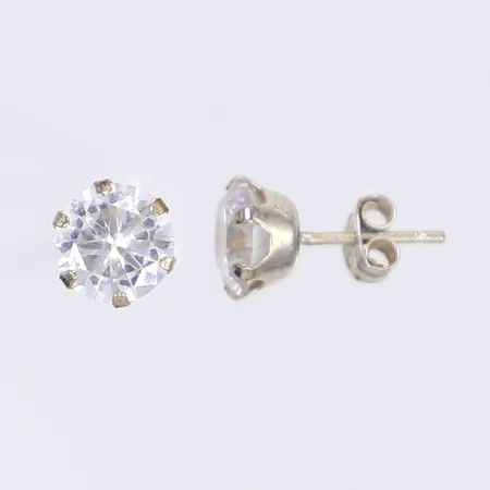 Ett par örhängen med vita stenar 7x7mm silver 925/1000 Vikt: 1,4 g