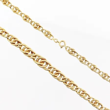 Collier Pansar, 42cm, bredd 4-8mm, ihålig länk, 18K Vikt: 12 g