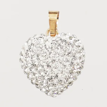 Hänge hjärta med strasstenar, längd 20mm inkl ögla, bredd 15mm, 18K Vikt: 1,7 g