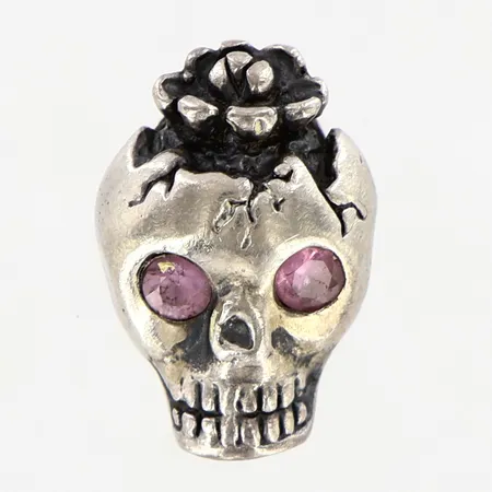 Hänge Catherine Michiels skalle rosa stenar 15x10mm silver 925/1000. Vikt: 2,9 g