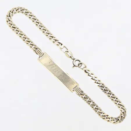 Armband Pansar med bricka, 20cm, bredd 4mm, gravyr, silver 925/1000 Vikt: 8,7 g