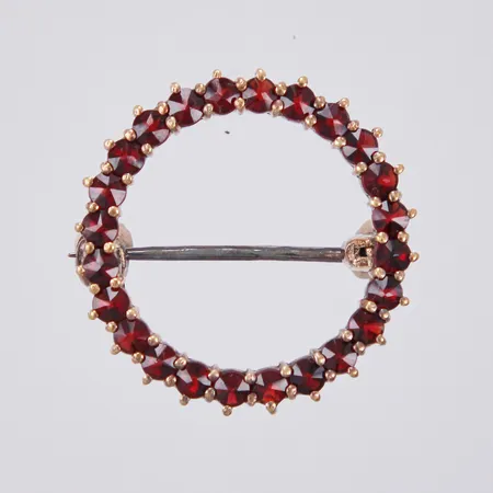 Brosch med granater Ø ca 13mm 830/1000 silver 2,7g Vikt: 2,7 g