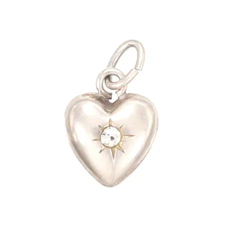 Hänge hjärta med vit sten 15x10mm silver Vikt: 0,6 g