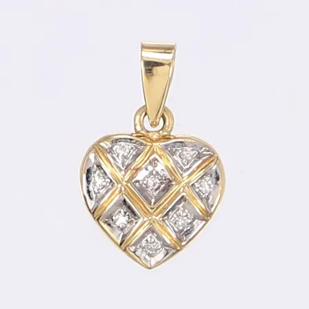 Hänge hjärta med små diamanter 15x10mm 18K Vikt: 1 g