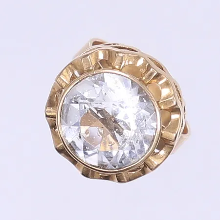 Ring med vit sten stl 18, bredd 4-18mm, 14K Bruttovikt: 7,2g 