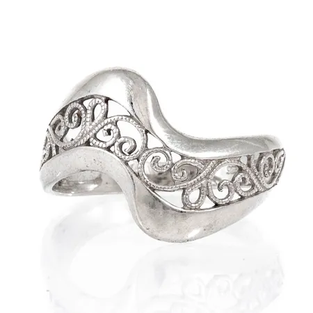 Ring filigrandekor bredd 2,8-16mm stl:19 silver 925/1000 2,7g.