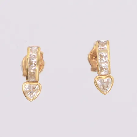 Örhängen vita stenar längd 9,5mm, bredd 3,3mm, 18K  Vikt: 0,6 g