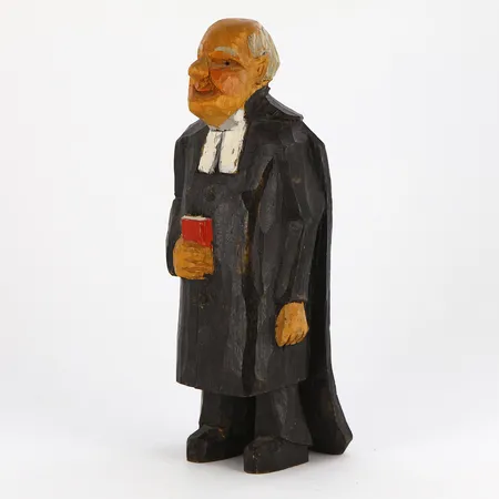 Figurin i trä av Kjell Hallonstén, 20cm, daterad år 1954