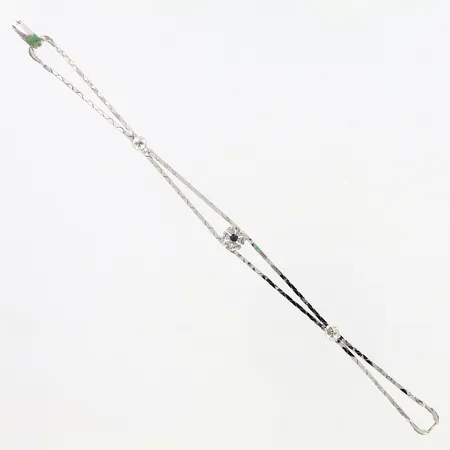 Armband tvåradigt med blå sten, ca 18,5cm, bredd 4,5-8mm, fläckar, silver 835/1000 Vikt: 6,2 g