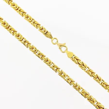 Kedja, kejsarlänk, 64cm, bredd 4mm, ihålig, skevheter/tilltryckningar, i behov av låsbyte, 22K. Vikt: 36,4 g
