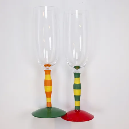 Två Champagneglas "Polka" Anne Nilsson 20cm