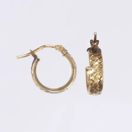 Ett par örhängen creoler Ø10mm bredd 3mm något missfärgade 9K Vikt: 0,9 g