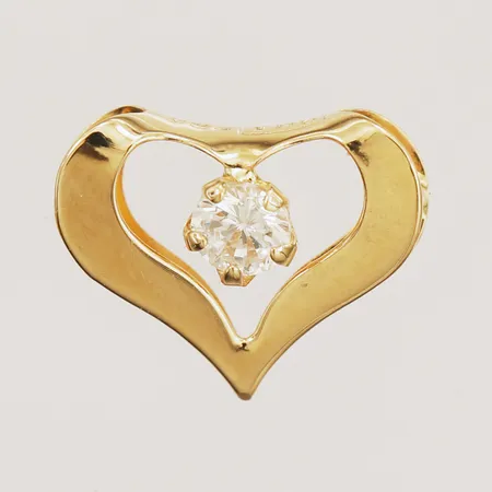 Hänge hjärta med vit sten, längd 9,4mm, bredd 11,3mm, GHA, 18K Vikt: 0,3 g