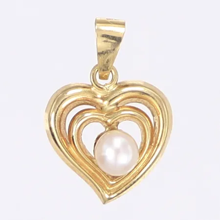 Hänge hjärta med pärla 18x12mm 18K Vikt: 0,6 g
