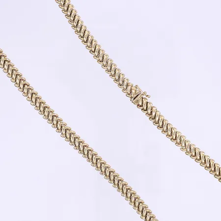 Halskedja 44,5cm, bredd 8mm, 14K  Vikt: 22,7 g