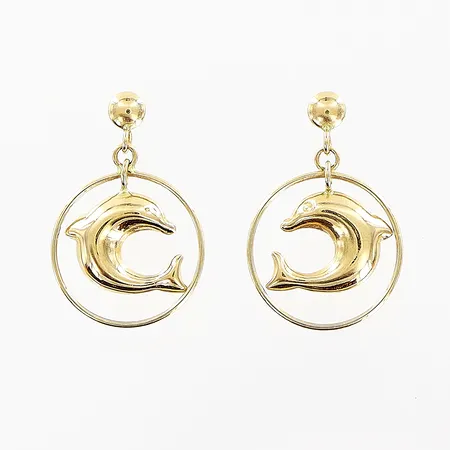 Ett par örhängen, delfiner, 16mm, 18k Vikt: 0,7 g