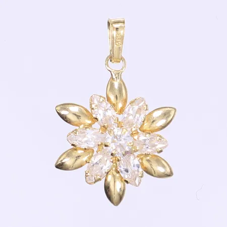 Hänge med vita stenar, 26x16mm inkl. ögla, 18K Bruttovikt: 1,5g Vikt: 1,5 g