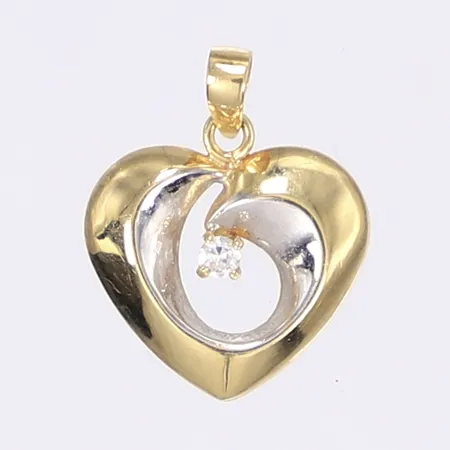 Hänge hjärta med vit sten 18x15mm GHA vitguld/rödguld 18K Vikt: 0,6 g
