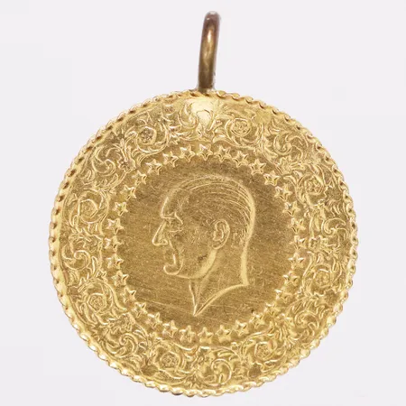 Hänge mynt Attaturk Ø22mm år 2008, ögla i metall, 21,6K Vikt: 1,8 g