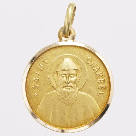 Hänge Sankt Charbel Ø20mm 18K Vikt: 4,8 g