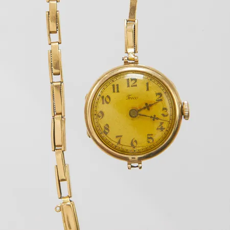 Damur Freco 14K manuell 24mm, länk i 18K defekt, bruttovikt: 16,3g.