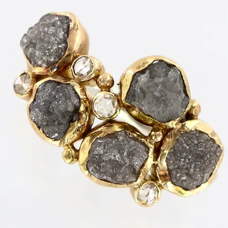 Ring By Birdie obearbetade diamanter stl:16½ bredd 2-13mm, fattning i 14K, skena i silver 925/1000. Bruttovikt: 4,1gram. Vikt: 4,1 g