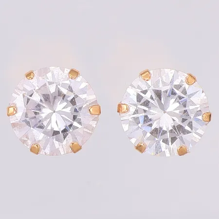 Örhängen vita stenar ca Ø8,5mm Guldfynd, 18K Vikt: 2 g