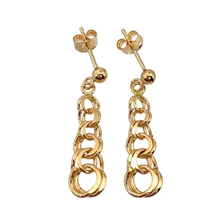 Örhängen Bismarck 18K guld, längd 27 mm, bredd 6,5 mm, originalploppar med tillverkarstämpel NSE, fint skick, sparsamt använda Vikt: 2,1 g