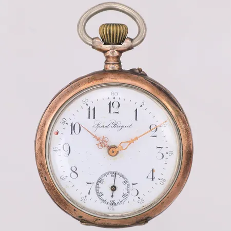 Fickur Spiral Beguet ytter- och innerboett i silver 800/1000 manuell Ø43mm, liten sekundvisare, trög krona, stannar efter några sekunder, urets totala vikt 83,2g