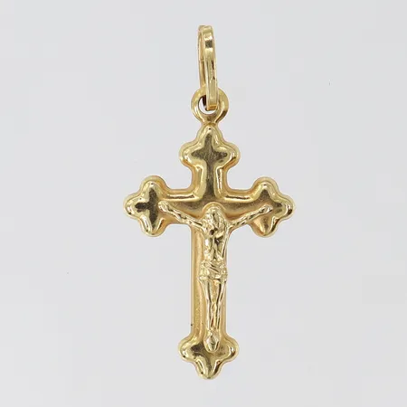 Hänge Krucifix, 32,5x16mm ink ögla, ihålig, 18K.  Vikt: 1,7 g