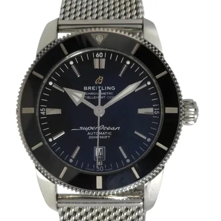 Herrur Breitling Superocean Heritage II 46, stål, Ø46 mm, automatisk, kaliber Breitling B20, referensnummer AB2020121B1S1, serienummer 5072525, meshlänk, box, certifikat, kvitto - köpt Rydsbergs ur 2021, garanti till 2026-04-11, max handledsmått cirka 20 cm, fint bruksskick,