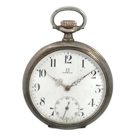 Fickur Omega, silver, Ø51,5 mm, manuell - fungerar, boettnummer 6167822, verknummer 5425372, lite prickar på urtavlan, Vikt: 94,8 g