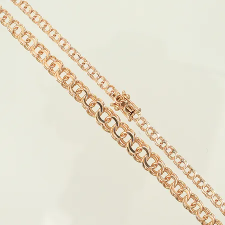 Halskedja doserad Bismarck, längd 42cm, bredd 4-7mm, ojämna länkdelar, 18K, 11,8g Vikt: 11,8 g