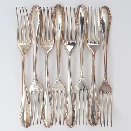 Åtta Gafflar, längd 18,5cm, Silver 830/1000.  Vikt: 295,2 g