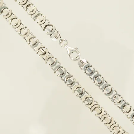 Halskedja platt kejsarlänk, längd 62,5cm, bredd 7mm, Silver 925/1000, 50g Vikt: 50 g