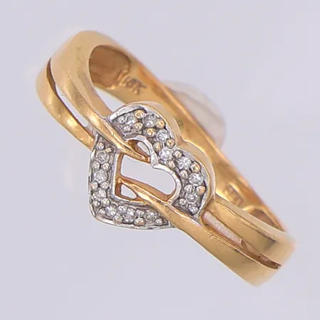 Ring hjärta diamanter 13 x ca 0,005ct stl:16 Guldfynd, 18K Vikt: 2,7 g