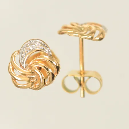 Örhängen tvåfärgade med vita stenar Ø8mm, 18K, 1,1g Vikt: 1,1 g