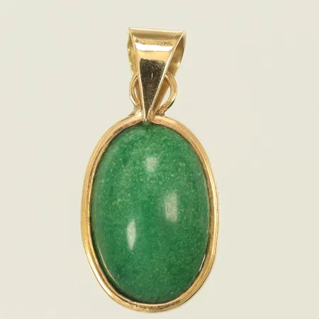 Hänge med grön sten, 23mm inkl ögla, bredd 10mm, 18K 1,8g totalt