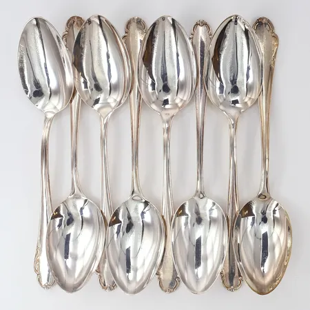 Åtta Skedar, längd 18,5cm, Silver 830/1000.  Vikt: 325,1 g