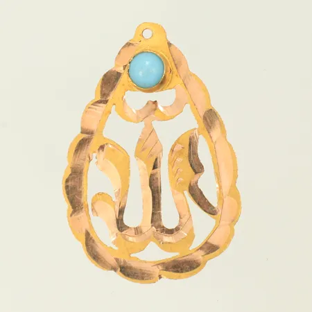 Hänge med turkos sten, 24 x 16mm, hängögla saknas, 14K, 0,7g Vikt: 0,7 g