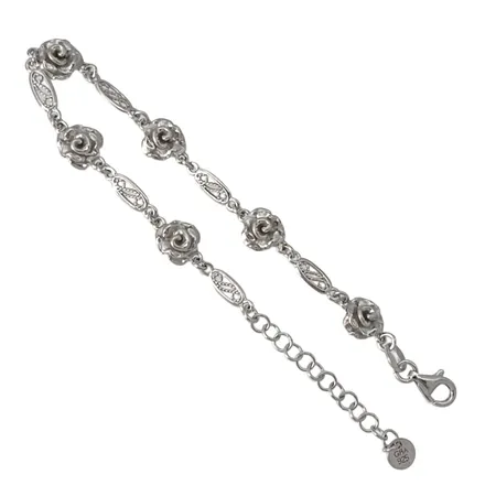 Armband i silver 925/1000, Guldfynd (GHA), dekor av Rosor, längd 16,0-19,0 cm, bredd 7 mm, fint skick Vikt: 6,5 g