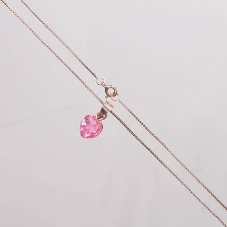 Collier med rosa sten, längd 40cm, bredd 1mm, 925/1000 Silver. Vikt: 3,2 g