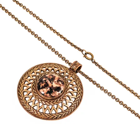 Collier Kalevala med Granit 60/80cm bredd hänge 43,5mm, Brons 25,7g.