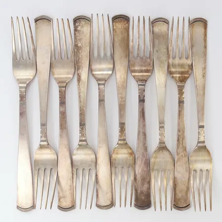 Tio Gafflar, längd 19,5cm, Silver 830/1000.  Vikt: 490,4 g